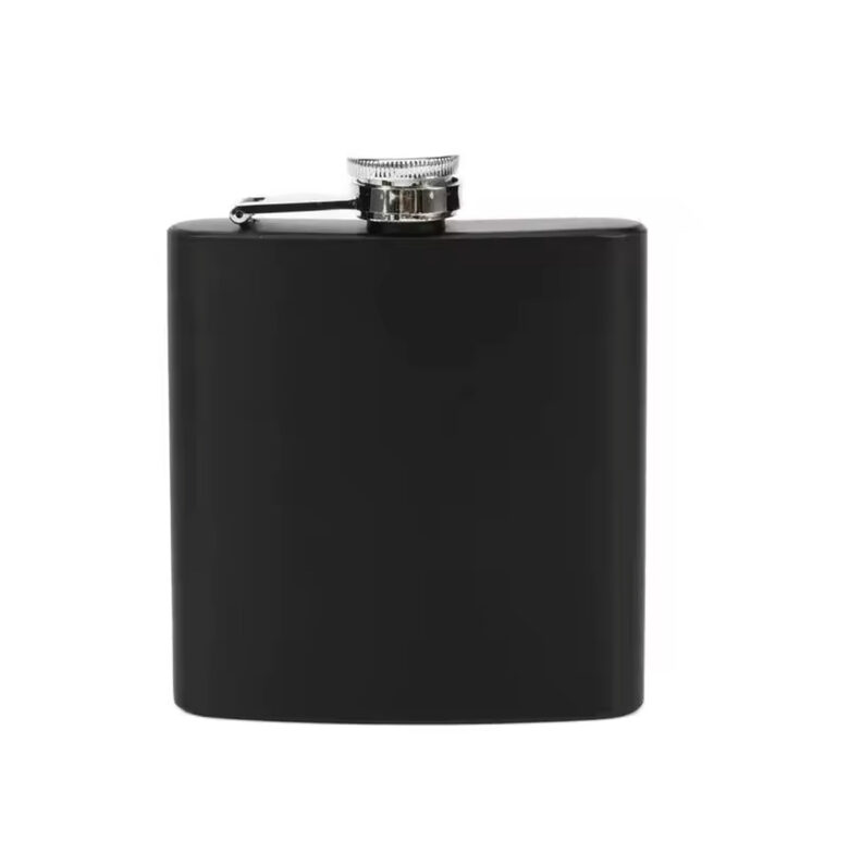 Personoitu taskumatti omalla kuvalla – musta teräs 8 oz (236 ml)